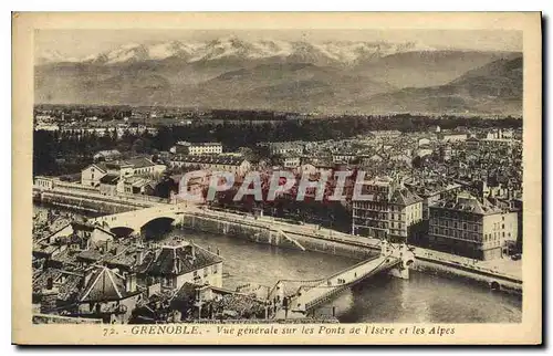 Ansichtskarte AK Grenoble Vue generale sur les Ponts de l'Isere et les Alpes