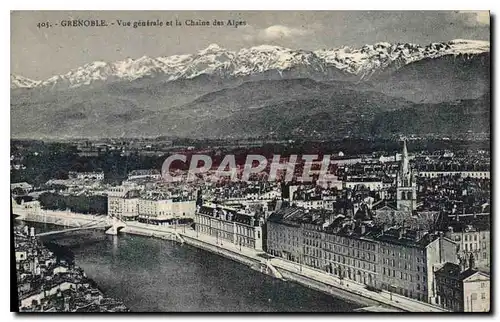 Cartes postales Grenoble Vue generale et les chaine des Alpes