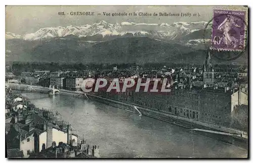 Cartes postales Grenoble Vue generale et la chaine de Belledonne