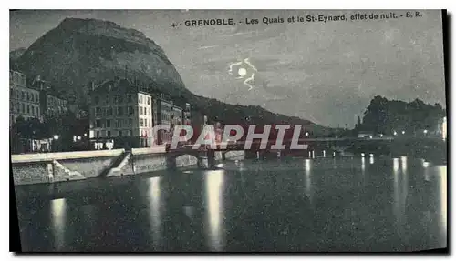 Cartes postales Grenoble Les Quais et le St Eynard effet de nuit