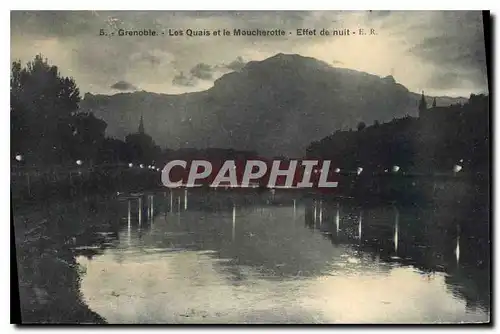 Cartes postales Ggrenoble Les Quais et le Moucherotte Effet de nuit