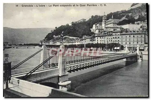 Ansichtskarte AK Grenoble l'Isere Le Pont suspendu et le Quai Perriere