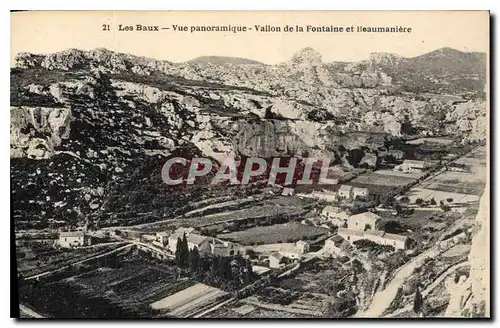 Cartes postales Les baux vue panoramique Vallon de la Fontaine et Beaumaniere