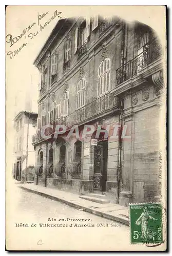 Cartes postales Aix en Provence hotel de Villeneufve d'Ansouis XVIII siecle