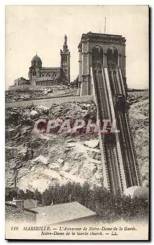 Cartes postales Marseille Ascenseurs de N D de la Garde