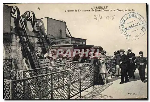 Cartes postales Marseille Sommet de l'Ascenseur de Notre Dame de la Garde la Sortie