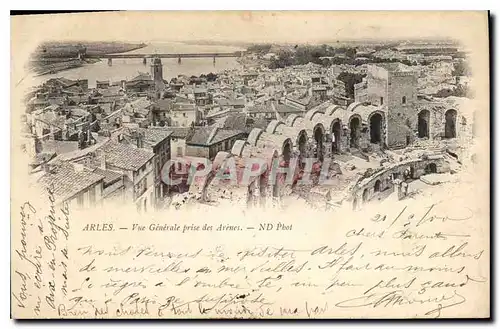 Ansichtskarte AK Arles vue generale prise des Arenes