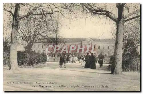 Cartes postales Montpellier Allee principale Caserne du Genie Militaria