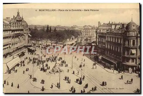 Ansichtskarte AK MONTPELLIER PLACE DE LA COMEDIE Gare palavas