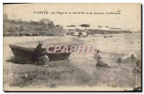 Ansichtskarte AK CETTE La plage ae ta Corniche et du Lazaret Catholique