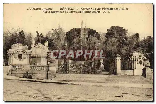 Ansichtskarte AK BEZIERS Entree sud du planteau des poetes Vue d'ensemble du monument aux Morts