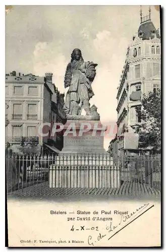 Cartes postales Beziers Statue Paul Riquet par David d'Angers