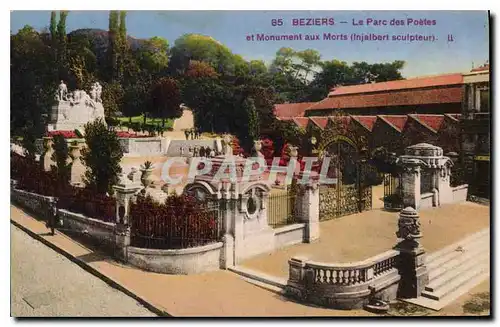 Cartes postales BEZIERS La Parc des Poetes et Monument aux Morts