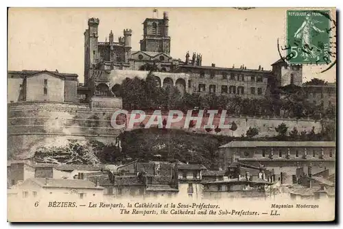 Cartes postales BEZIERS Les Remparts la Cathedrale et la Saus Prefecture