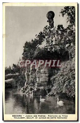 Cartes postales BEZIERS JARDIN DES POETEs FONTAINE DU TITAN