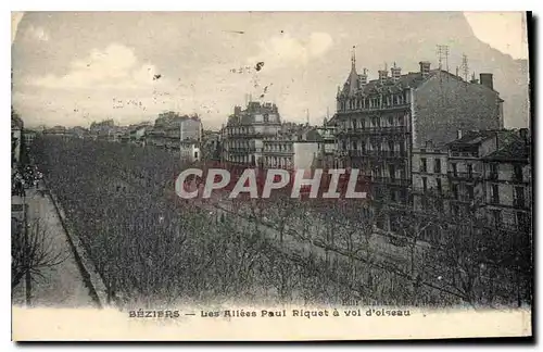 Cartes postales BEZIERS Les Allees Paul Riquet a vol d'oiseau