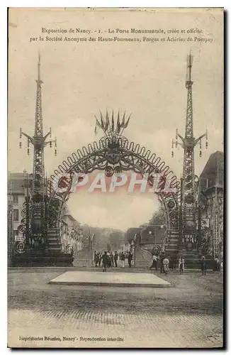 Cartes postales NANCY Exposition La porte monumentale