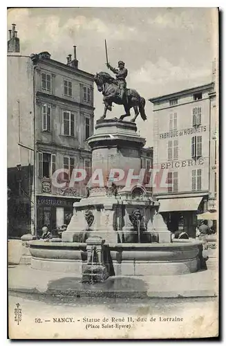 Cartes postales NANCY statue de Rene duc de Lorraine Place Saint Epvre