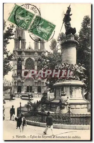 Cartes postales Marseille Eglise des Reformes et Monument des Mobiles