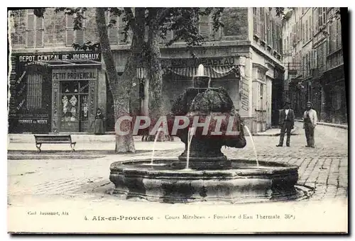 Cartes postales Aix en Provence Cours Mirabeau fontaine d'eau Thermale