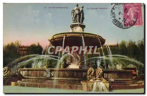 Cartes postales Aix en Provence la grande Fontaine Lion