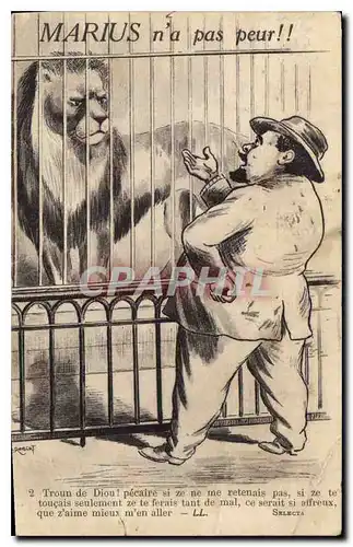 Cartes postales Marius n'a pas peur Lion