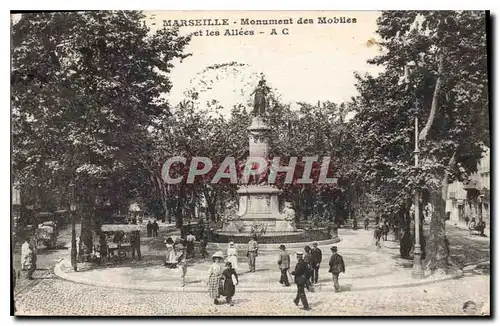 Cartes postales Marseille Monument des Mobiles et les Allee