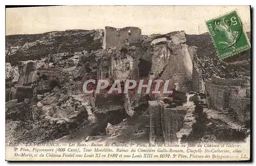 Cartes postales Ruines du Chateau Premier Plan Rue du Chateau et Galerie Deuxieme Plan Pigeonniers Tour Monolith