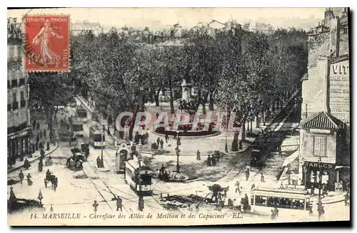 Cartes postales Marseille - Carrefour des Allees de Meilhan et des Capucines Tramwau