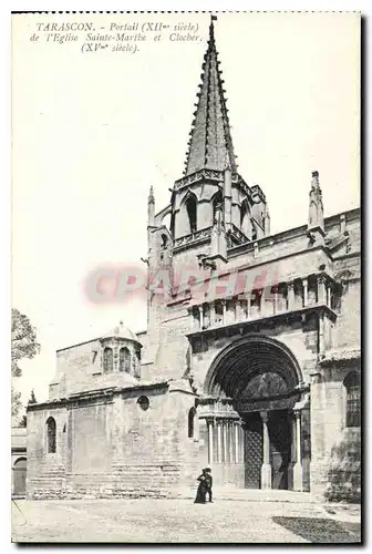 Cartes postales Portail (XII siecle) de l'Eglise Sainte Marthe et Clocher (XV siecle)