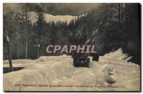 Ansichtskarte AK Dauphine Massif de la Chartreuse La Route du Couvent en hiver Automobile