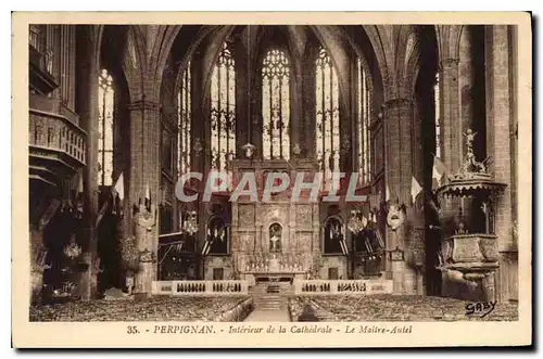 Cartes postales Perpignan Interieur La Cathedrale Maitre Autel