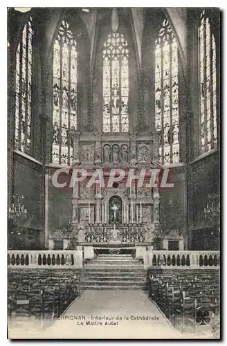 Cartes postales Perpignan Interieur de la Cathedrale Maitre Autel