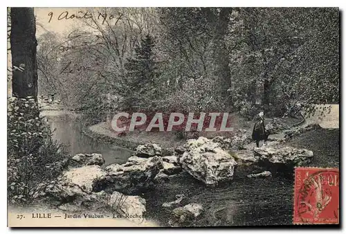 Cartes postales Lille Jardin Vauban Les rochers