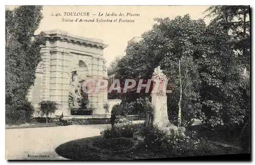 Ansichtskarte AK Toulouse Le Jardin des Plantes Statue d'Armand Sylvestre et Fontaine