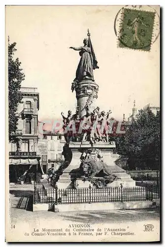 Cartes postales Avignon Le Monument du Centenaire de l'Annexion du Comtat Venaissin a la France Lion