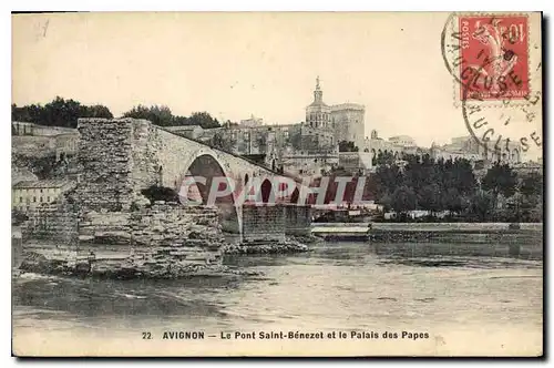 Cartes postales Avignon Le Pont Saint Benezet et le Palais de Papes