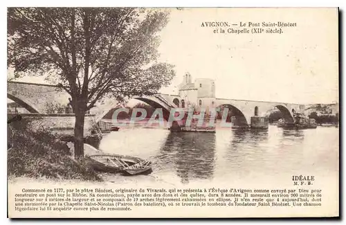 Cartes postales Avignon Le Pont Saint Benezet et la Chapelle (XII siecle)