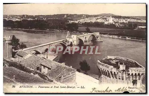Cartes postales Avignon Panorama et Pont Saint Benezet