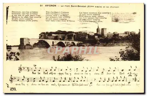 Ansichtskarte AK Avignon Le Pont Saint Benezet (XII siecle) et sa chanson