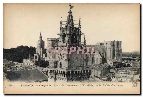 Cartes postales Avignon Camopanile Tour de Jacquemart (XV siecle) et le Palais des Papes