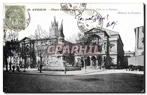 Cartes postales Avignon Place de l'Horloge L'Hotel de Ville et le Theatre