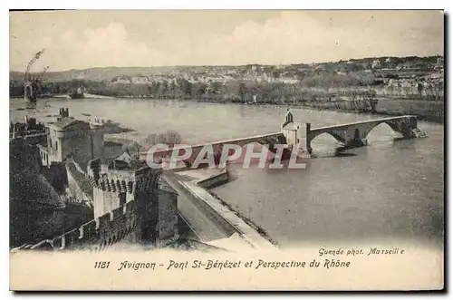 Cartes postales Avignon Pont St Benezet et Perspective du Rhone