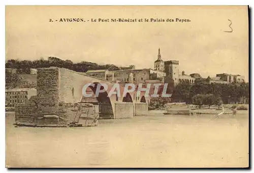 Cartes postales Avignon Le Pont St Benezet et le Palais des Papes