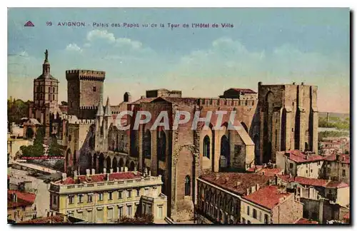 Cartes postales Avignon Palais des Papes vu de la Tour de l'Hotel de Ville