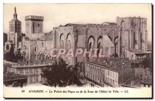 Cartes postales Avignon Le Palais des Papes vu de la Tour de l'Hotel de Ville