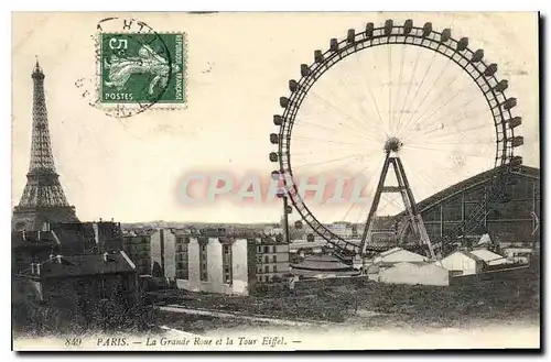 Cartes postales Paris La Grande Roue et la Tour Eiffel