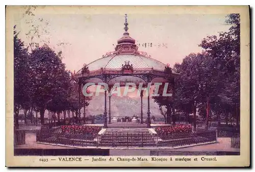 Cartes postales Valence Jardins du Champ de Mars Kiosque a Musique et Crussol