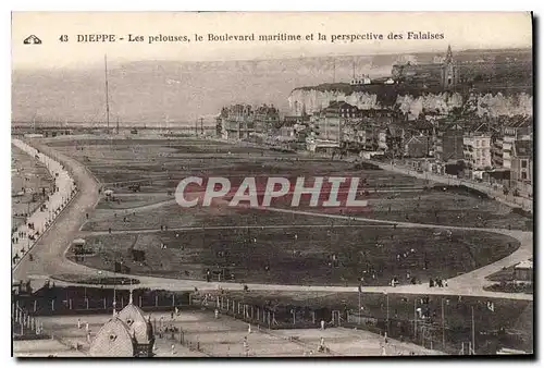 Cartes postales Dieppe Les Pelouses le Boulevard Maritime et la Perspective des Falais