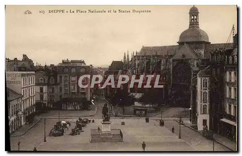 Ansichtskarte AK Dieppe La Place Nationale et la Statue Duquesne